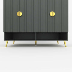 Modern Gray and White Shoe Cabinet with Metal Legs and Shelves