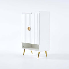 Modern Gray and White Shoe Cabinet with Metal Legs and Shelves