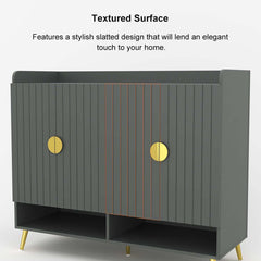 Modern Gray and White Shoe Cabinet with Metal Legs and Shelves