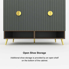 Modern Gray and White Shoe Cabinet with Metal Legs and Shelves