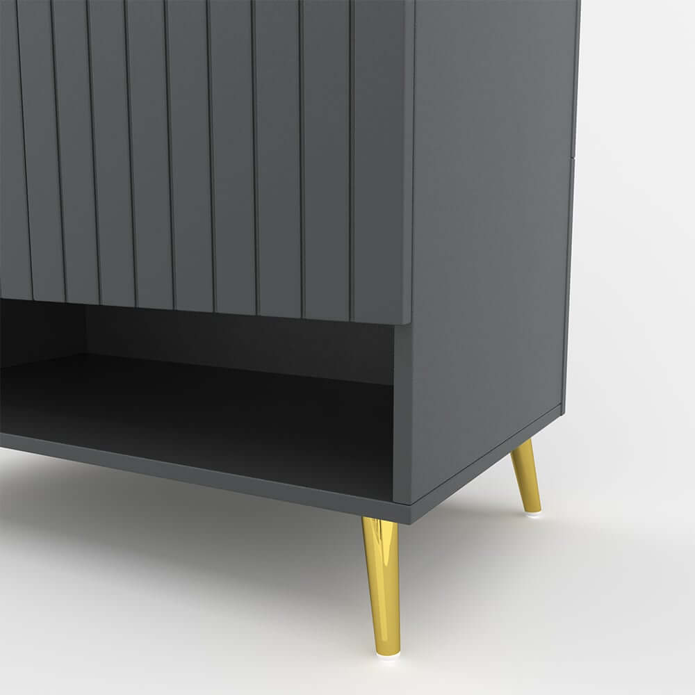 Modern Gray and White Shoe Cabinet with Metal Legs and Shelves