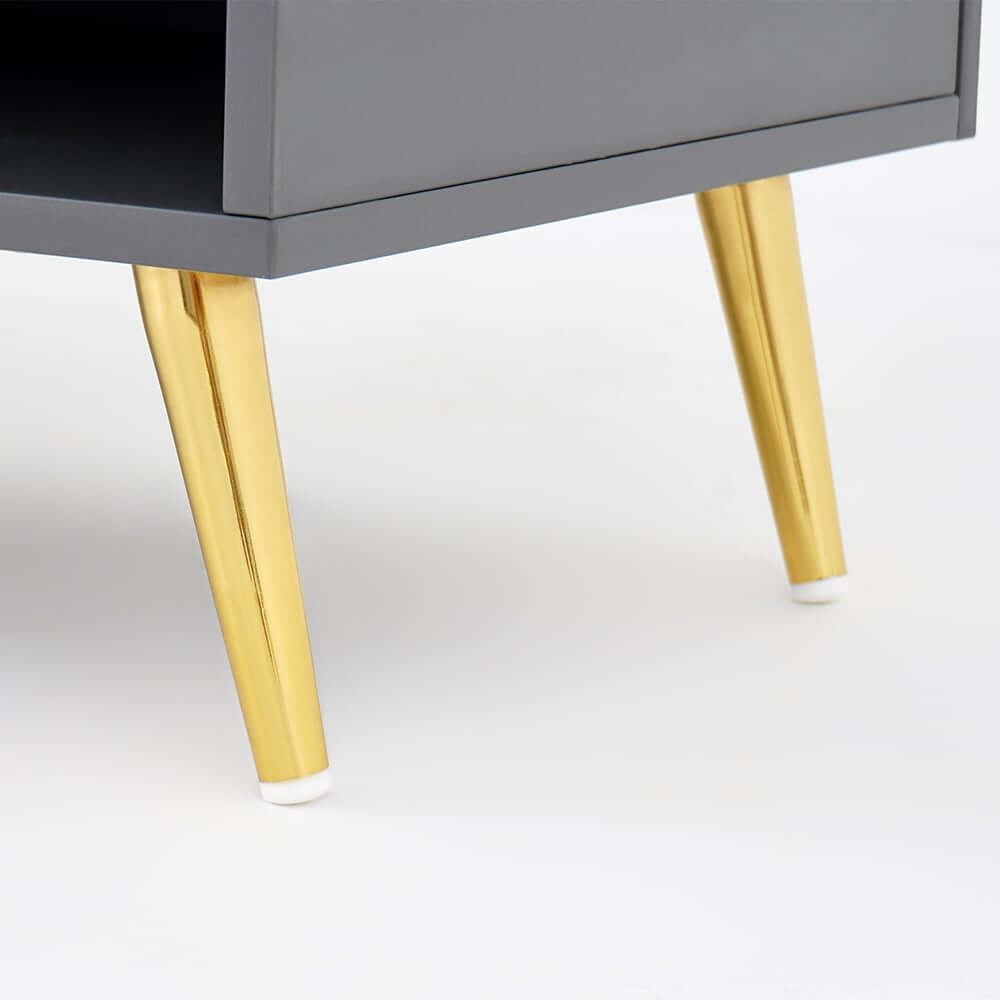 Modern Gray and White Shoe Cabinet with Metal Legs and Shelves