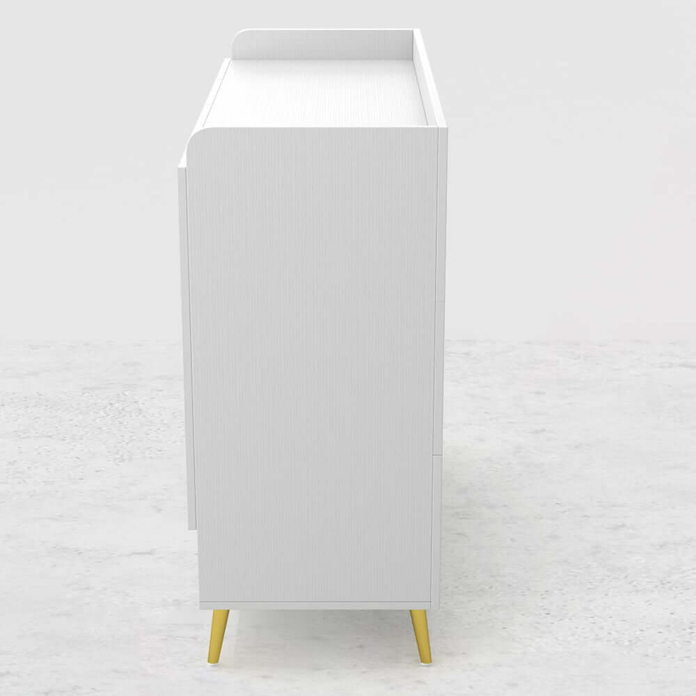 Modern Gray and White Shoe Cabinet with Metal Legs and Shelves