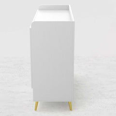 Modern Gray and White Shoe Cabinet with Metal Legs and Shelves