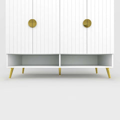 Modern Gray and White Shoe Cabinet with Metal Legs and Shelves