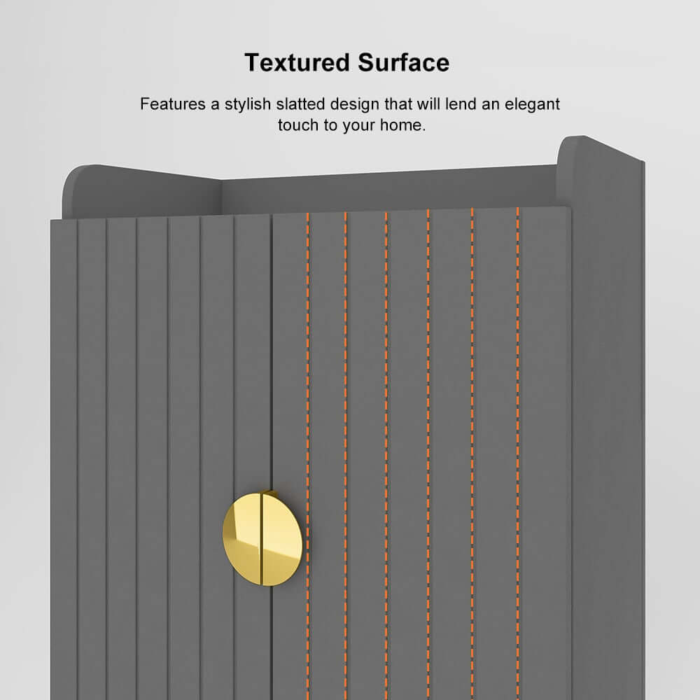 Modern Gray and White Shoe Cabinet with Metal Legs and Shelves