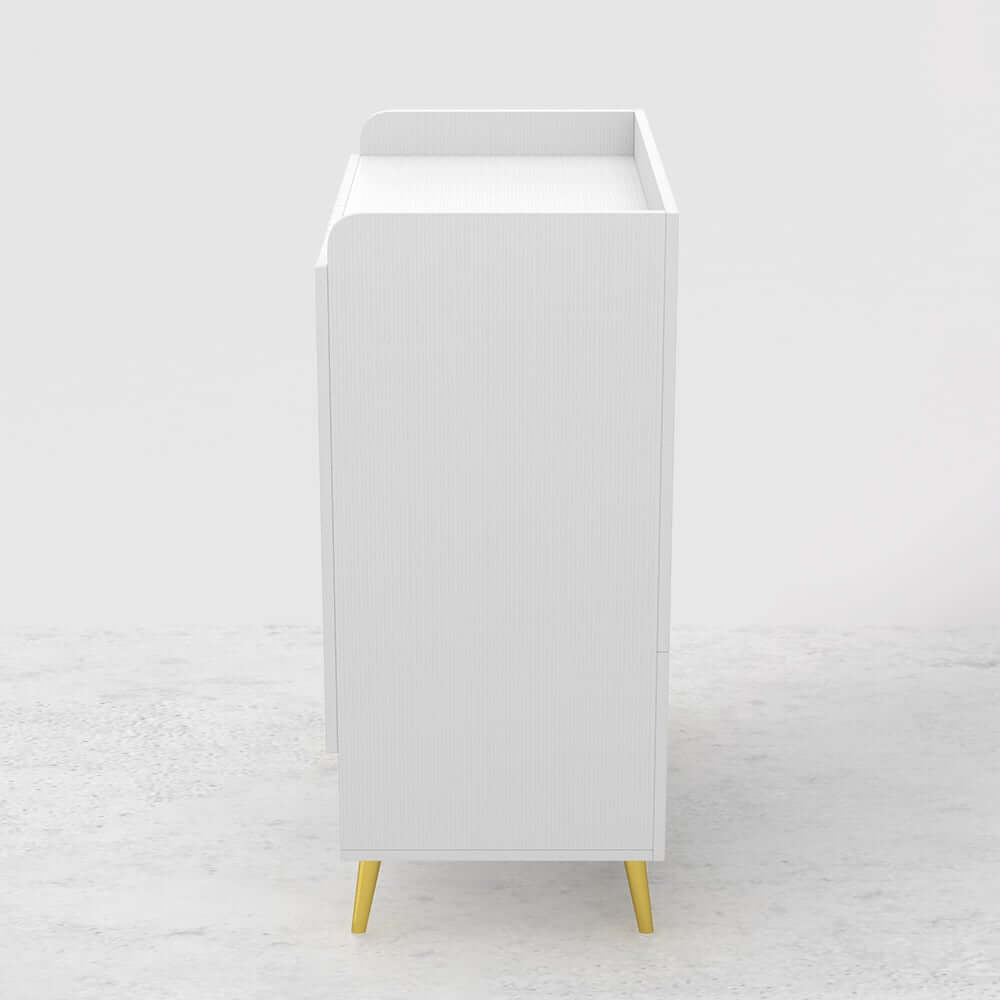 Modern Gray and White Shoe Cabinet with Metal Legs and Shelves