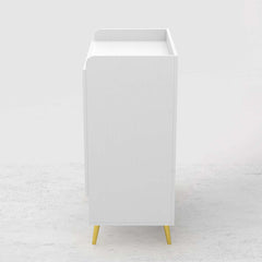 Modern Gray and White Shoe Cabinet with Metal Legs and Shelves