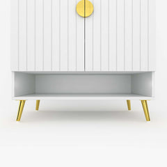 Modern Gray and White Shoe Cabinet with Metal Legs and Shelves