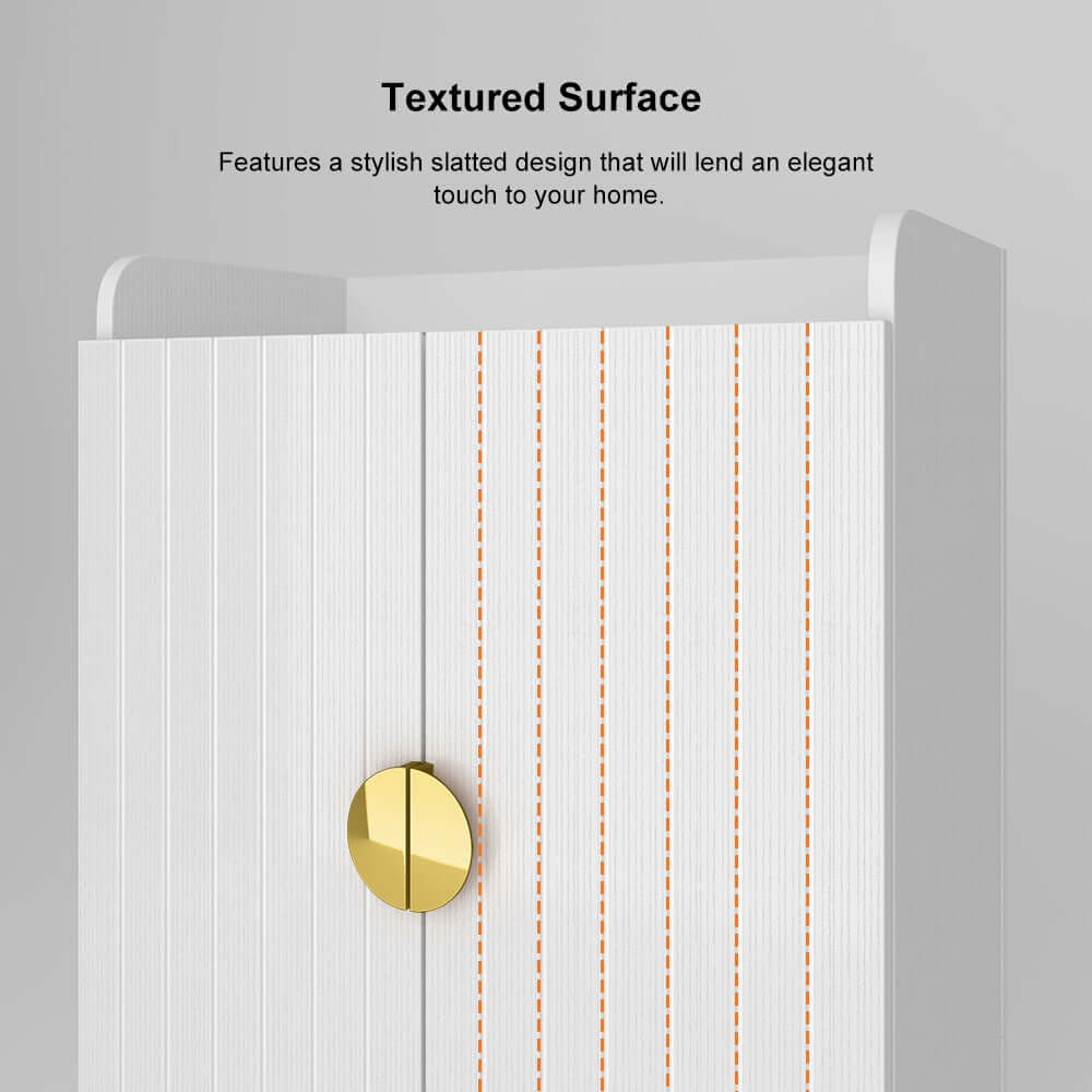 Modern Gray and White Shoe Cabinet with Metal Legs and Shelves