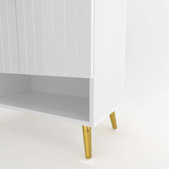 Modern Gray and White Shoe Cabinet with Metal Legs and Shelves