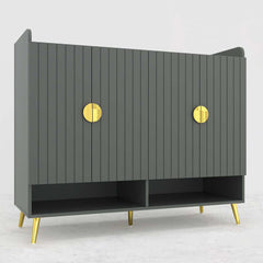 Modern Gray and White Shoe Cabinet with Metal Legs and Shelves