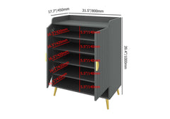 Modern Gray and White Shoe Cabinet with Metal Legs and Shelves Dimensions