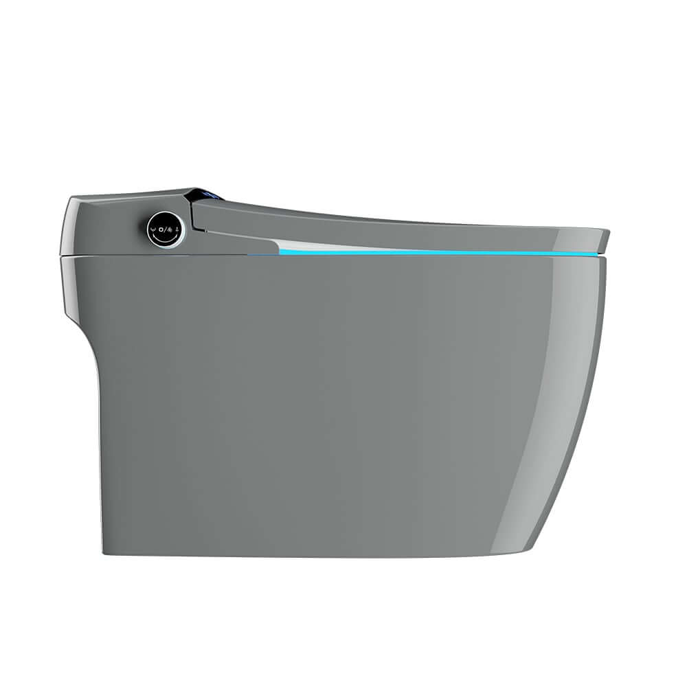 Modern Gray Bidet Toilet with Heated Seat and Automatic Flushing