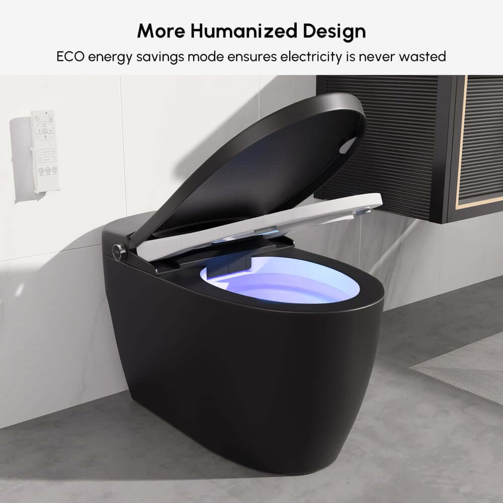 Modern Gray Bidet Toilet with Heated Seat and Automatic Flushing