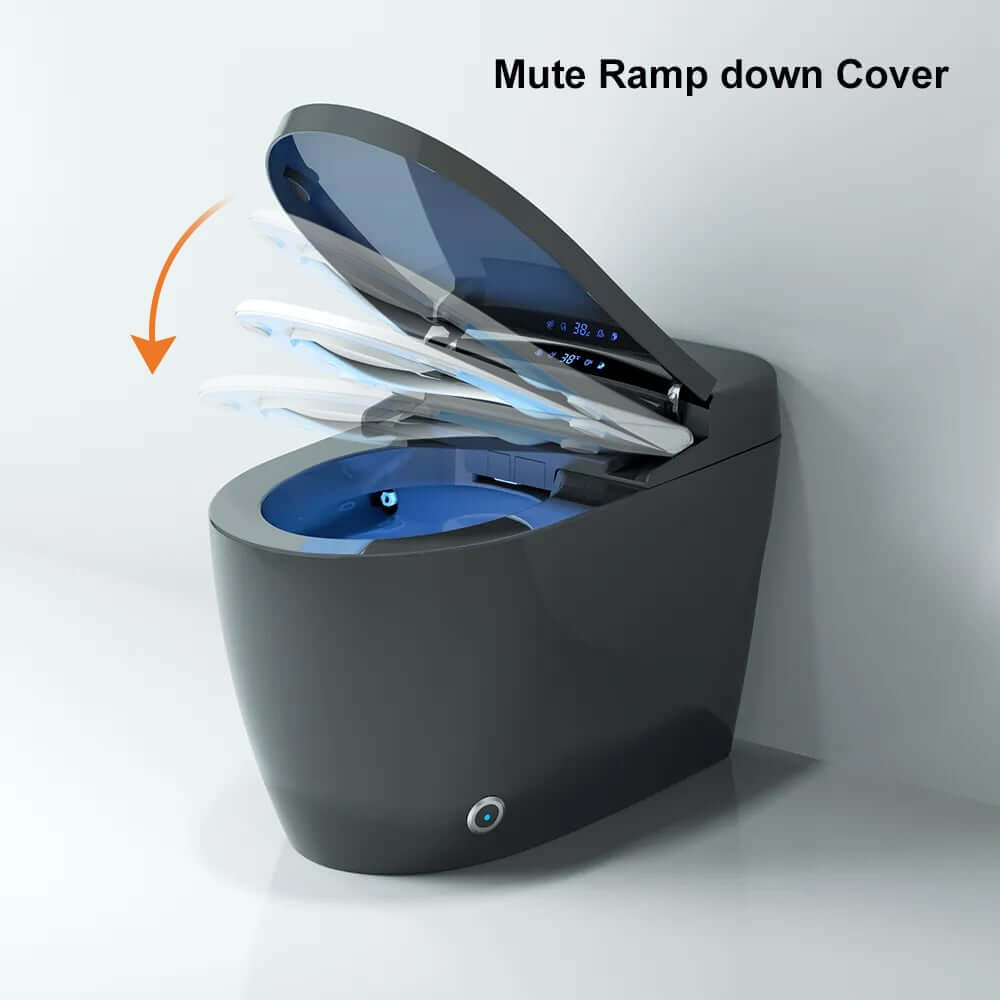 Modern Gray Bidet Toilet with Heated Seat and Automatic Flushing