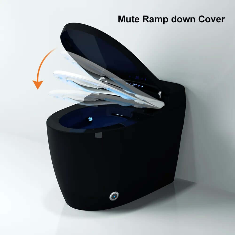 Modern Gray Bidet Toilet with Heated Seat and Automatic Flushing