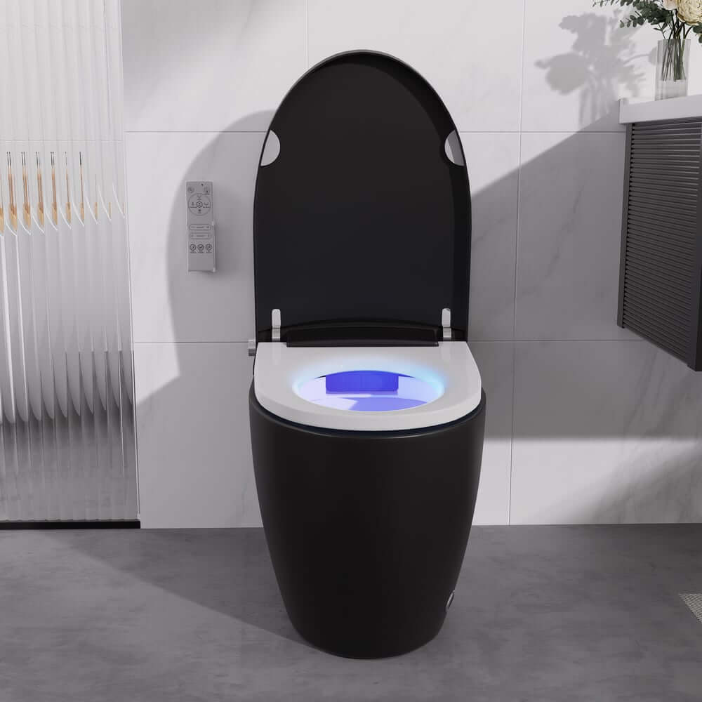 Modern Gray Bidet Toilet with Heated Seat and Automatic Flushing