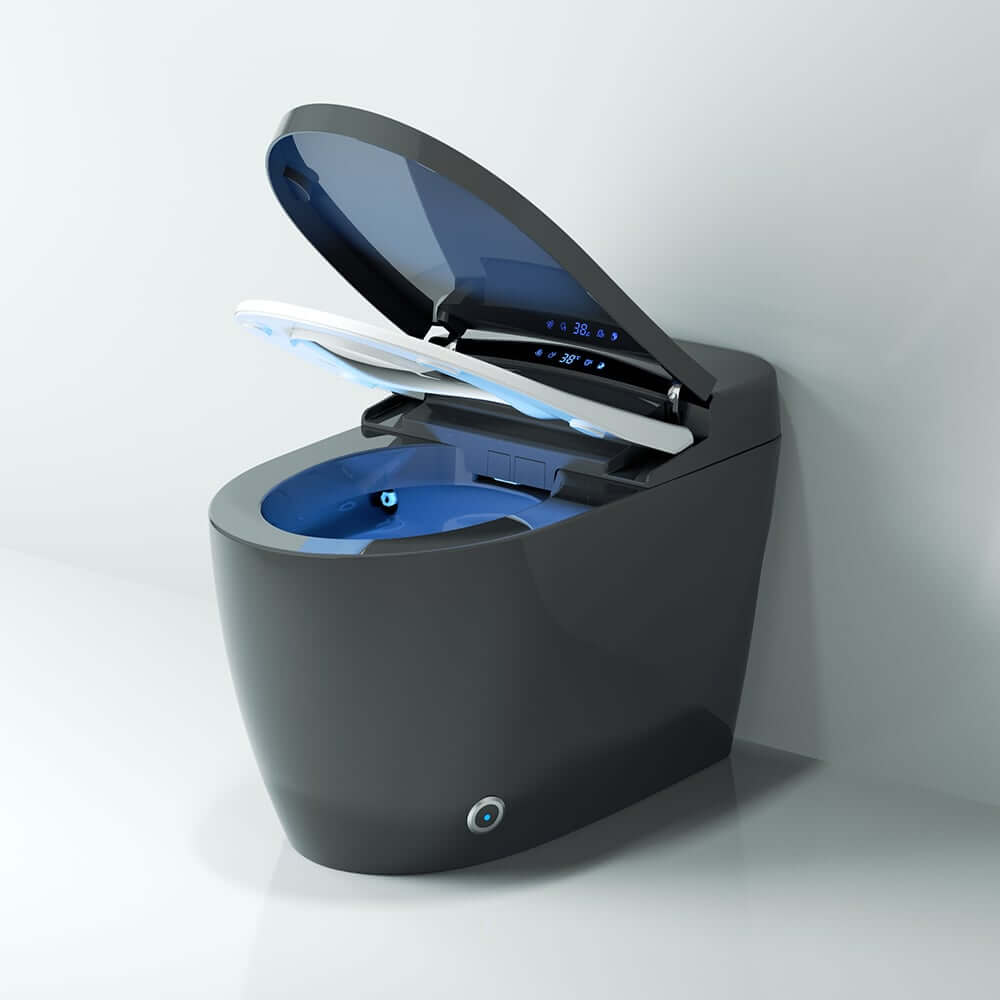 Modern Gray Bidet Toilet with Heated Seat and Automatic Flushing Main Product Image