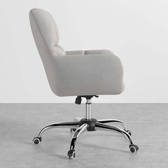 Modern Gray Conference Chair with Linen Upholstery and Chrome Frame