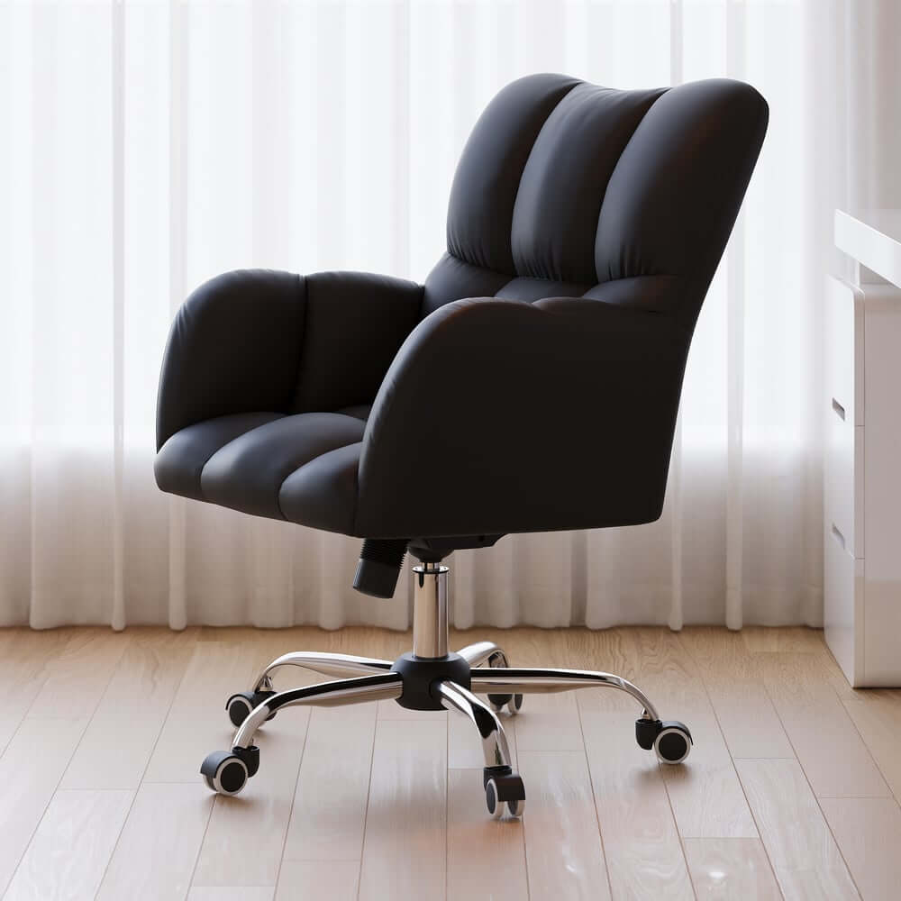 Modern Gray Conference Chair with Linen Upholstery and Chrome Frame