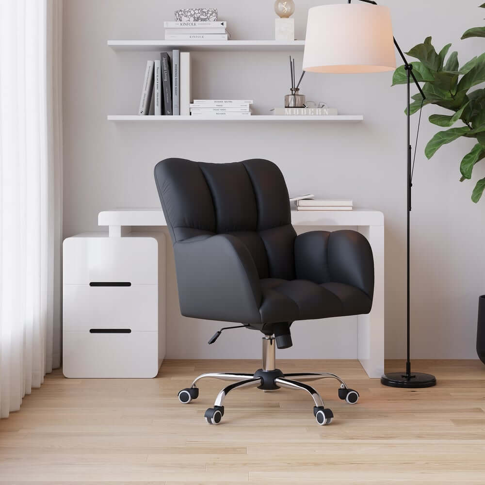 Modern Gray Conference Chair with Linen Upholstery and Chrome Frame
