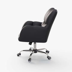 Modern Gray Conference Chair with Linen Upholstery and Chrome Frame