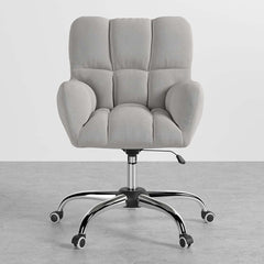 Modern Gray Conference Chair with Linen Upholstery and Chrome Frame