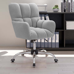 Modern Gray Conference Chair with Linen Upholstery and Chrome Frame