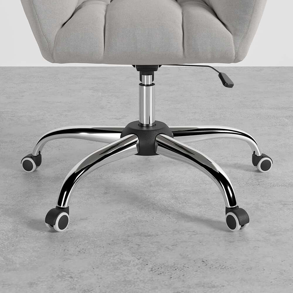 Modern Gray Conference Chair with Linen Upholstery and Chrome Frame