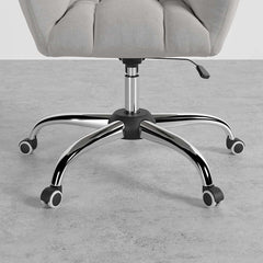 Modern Gray Conference Chair with Linen Upholstery and Chrome Frame