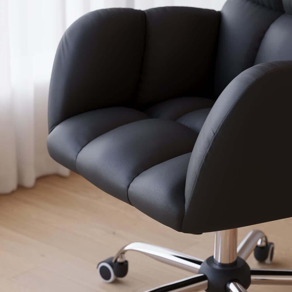 Modern Gray Conference Chair with Linen Upholstery and Chrome Frame