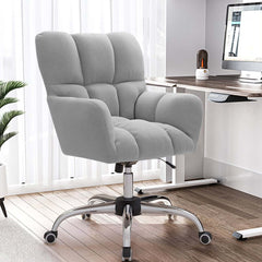Modern Gray Conference Chair with Linen Upholstery and Chrome Frame Main Product Image