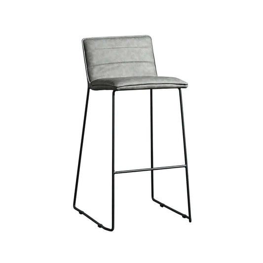 Modern Gray Faux Leather Counter Stool With Low Back