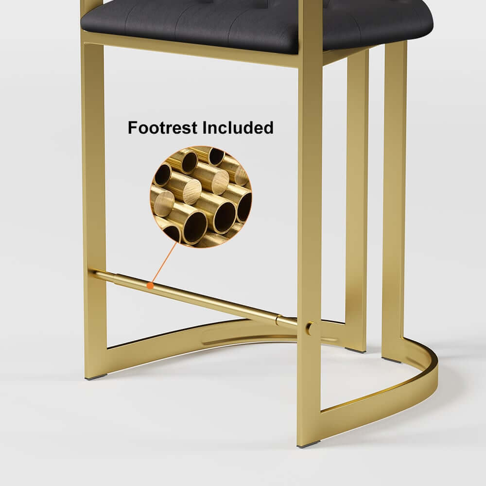 Modern Gray Faux Leather Counter Stools With Gold Legs
