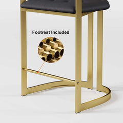 Modern Gray Faux Leather Counter Stools With Gold Legs