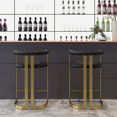 Modern Gray Faux Leather Counter Stools With Gold Legs