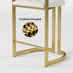 Modern Gray Faux Leather Counter Stools With Gold Legs