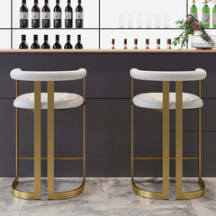 Modern Gray Faux Leather Counter Stools With Gold Legs