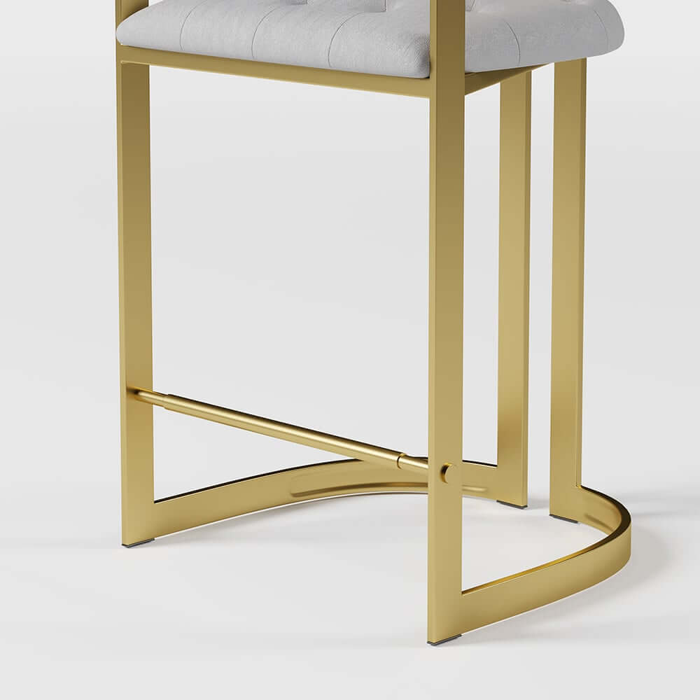 Modern Gray Faux Leather Counter Stools With Gold Legs