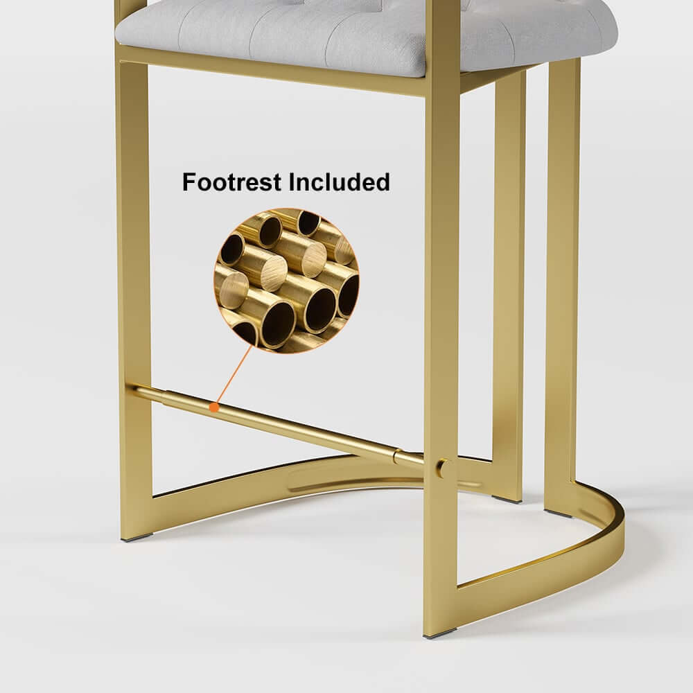 Modern Gray Faux Leather Counter Stools With Gold Legs