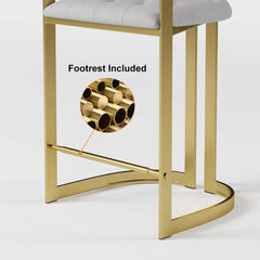 Modern Gray Faux Leather Counter Stools With Gold Legs