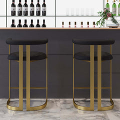 Modern Gray Faux Leather Counter Stools With Gold Legs