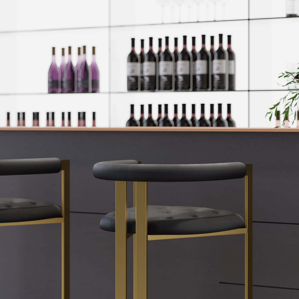 Modern Gray Faux Leather Counter Stools With Gold Legs