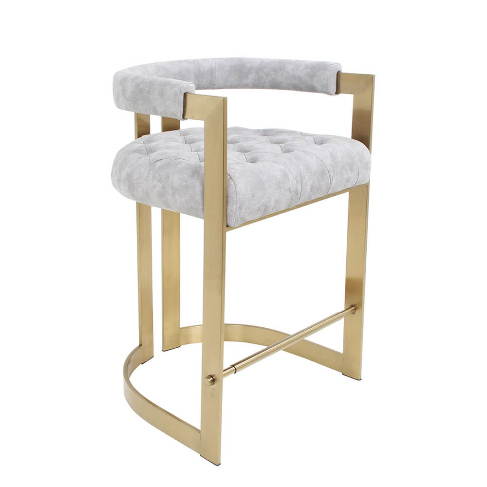 Modern Gray Faux Leather Counter Stools With Gold Legs