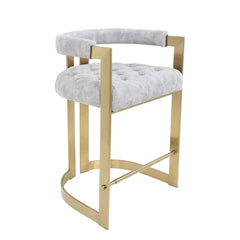 Modern Gray Faux Leather Counter Stools With Gold Legs