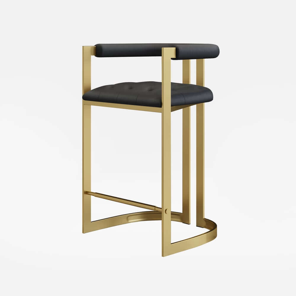 Modern Gray Faux Leather Counter Stools With Gold Legs