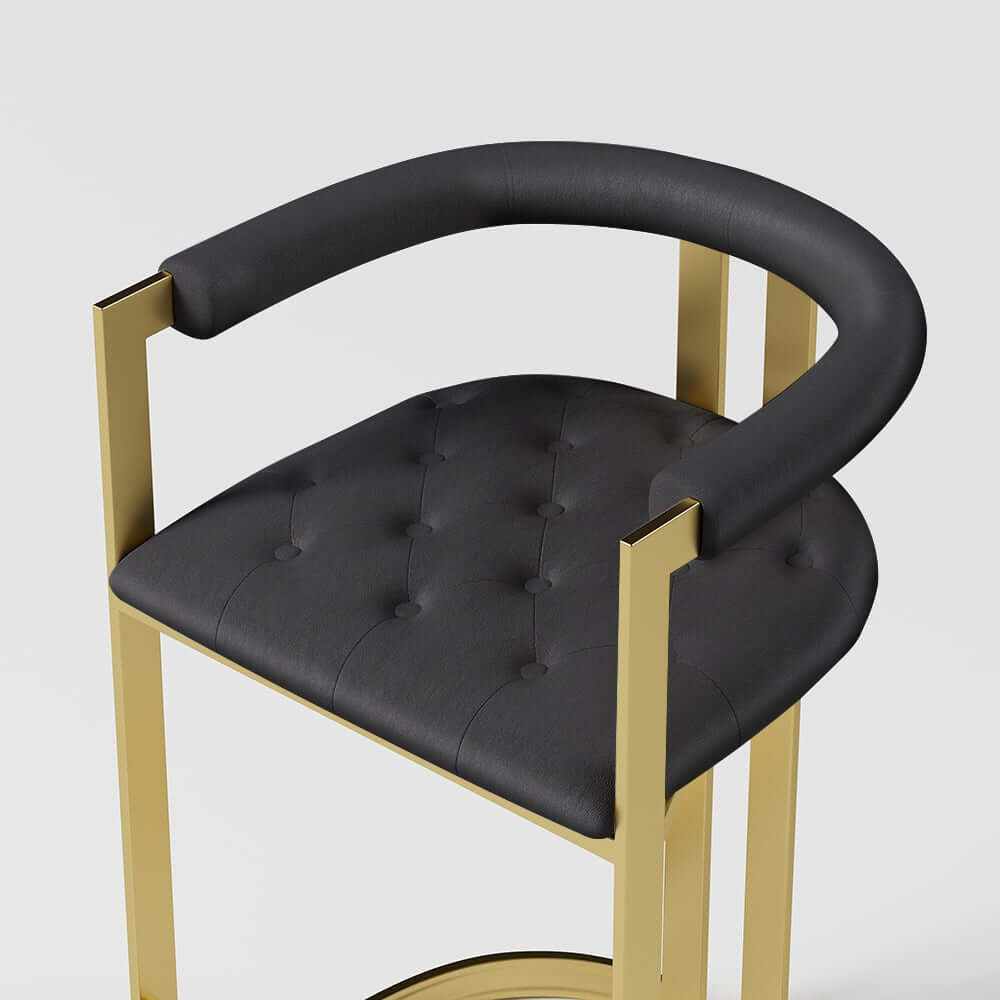 Modern Gray Faux Leather Counter Stools With Gold Legs