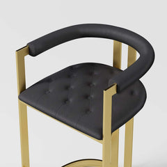 Modern Gray Faux Leather Counter Stools With Gold Legs