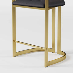 Modern Gray Faux Leather Counter Stools With Gold Legs
